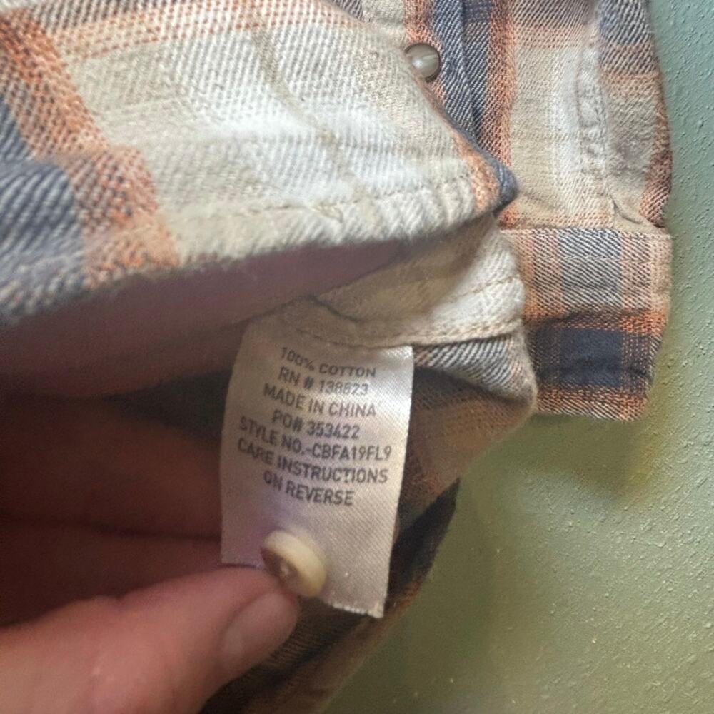 Cody James Boys Brown Tan Plaid Flannel Button Up Long Sleeve Western Shirt - Picture 5 of 10